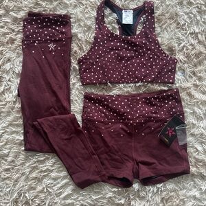 Rebel Athletic Cheer Set Sports Bra Shorts Leggings Size YL & YM